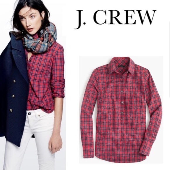 J. Crew NWT plaid popover collared shirt - Picture 3 of 12